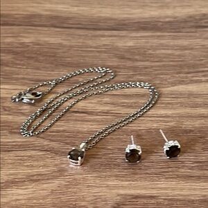 Smoky Quartz Silver Jewelry Set